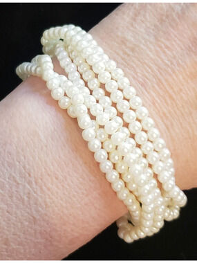 Napier Beaded Bracelet, 8.5" Faux Pearl Torsade Designer Vintage‎ gbr-4